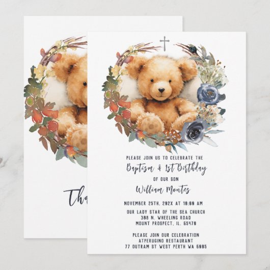 Beer Boy First Birthday en Baptisme Kaart (Voorkant / Achterkant)