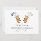 Beer Boy Girl Twins - 1e Verjaardag Dank u Kaart (Voorkant)