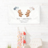 Beer Boy Girl Twins - Gezamenlijke 1e Verjaardag W Spandoek (Insitu)