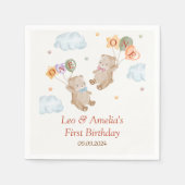 Beer Boy Girl Twins - Joint 1st Verjaardag Servet (Voorkant)