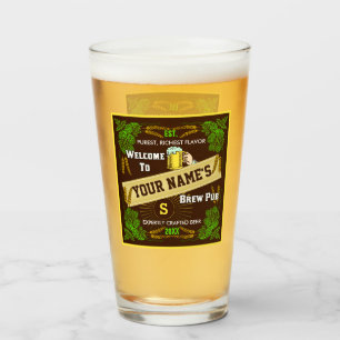 Beer Brew Pub Persoonlijke naam   Hop Barley Bar Glas