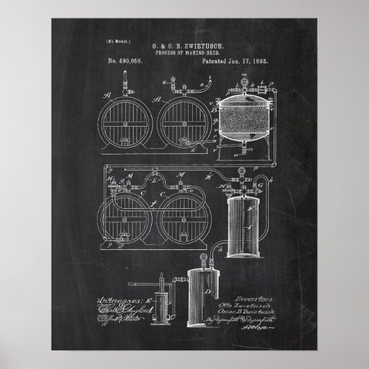 Beer Brewing System Patent Poster (Voorkant)
