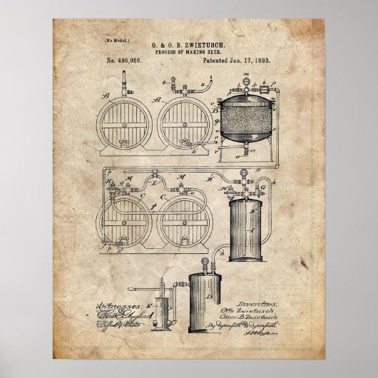 Beer Brewing System Patent Poster (Voorkant)