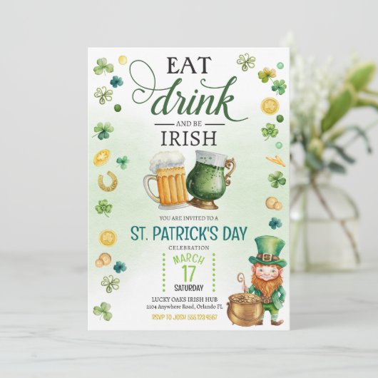 Beer & Brews St. Patricks Day Green Leprechaun Kaart (Staand voorkant)