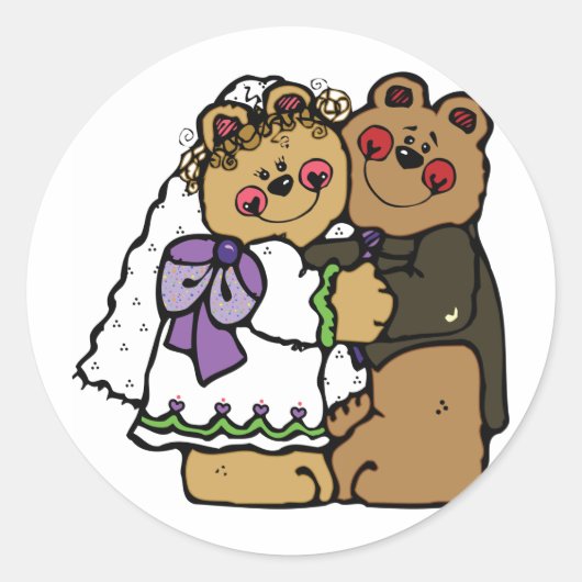 Beer Bride en Beer Groom Ronde Sticker (Voorkant)