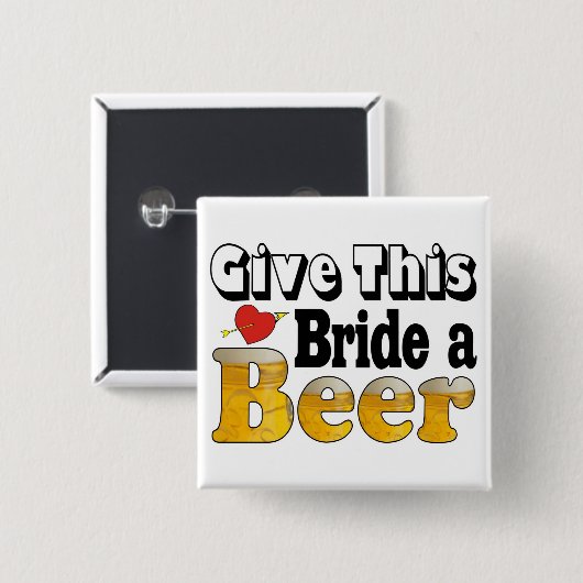 Beer Bride Vierkante Button 5,1 Cm (Voorkant /achterkant)