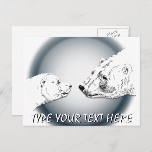 Beer Briefkaarten van poolBeren (Voorkant / Achterkant)