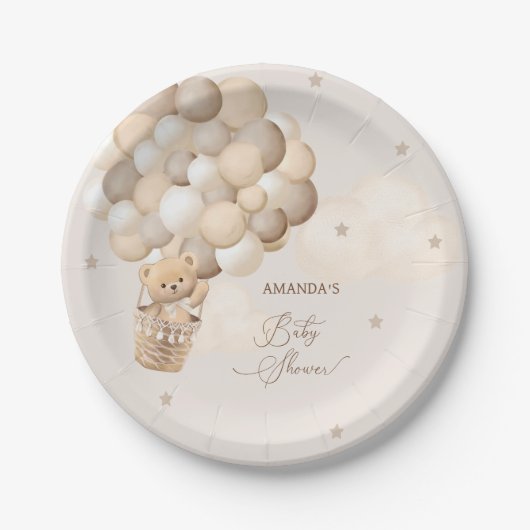 Beer Brown Balloons Baby shower Papieren Bordje (Voorkant)