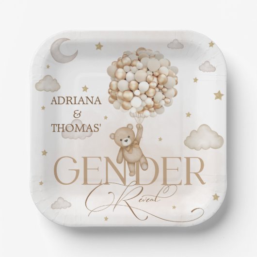 Beer Brown Neutral Gender Reveal Papieren Bordje (Voorkant)