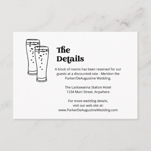 Beer Bruiloft Informatie Details Behuizing Kaart (Voorkant)