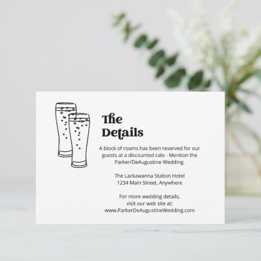 Beer Bruiloft Informatie Details Behuizing Kaart (Staand voorkant)