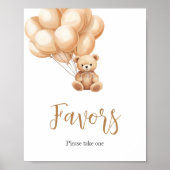 Beer bruin ballon Baby shower gunsten Poster (Voorkant)