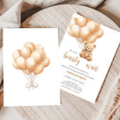 Beer bruin ballon Baby shower Kaart