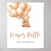 Beer bruin ballon Baby shower luier Raffle Poster (Voorkant)