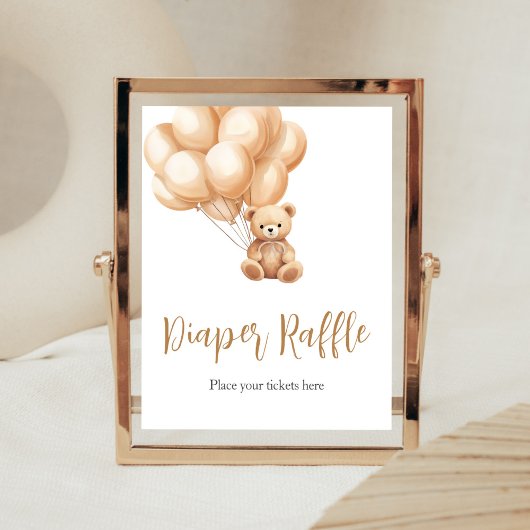 Beer bruin ballon Baby shower luier Raffle Poster