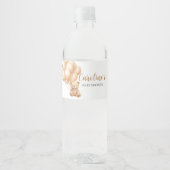 Beer bruin ballon Baby shower Waterfles Etiket (Voorkant)