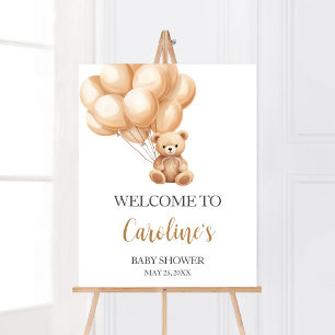 Beer bruin ballon Baby shower welkom Poster
