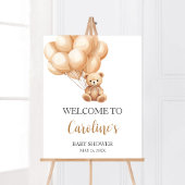 Beer bruin ballon Baby shower welkom Poster