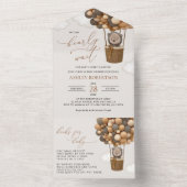 Beer, bruine ballonnen, heteluchtballon, Baby show All In One Uitnodiging (Binnen)