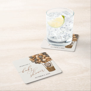 Beer, bruine ballonnen, heteluchtballon, Baby show Kartonnen Onderzetters