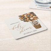 Beer, bruine ballonnen, heteluchtballon, Baby show Kartonnen Onderzetters (Schuin)