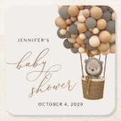 Beer, bruine ballonnen, heteluchtballon, Baby show Kartonnen Onderzetters (Voorkant)