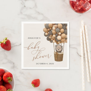 Beer, bruine ballonnen, heteluchtballon, Baby show Servet