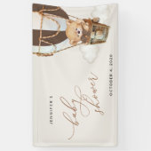 Beer, Bruine Hete Luchtballon, Baby shower Welkom Spandoek (Verticaal)