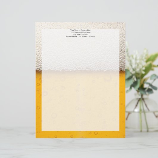 Beer Bubbles Close-up Briefhoofd Ontwerp (Staand voorkant)