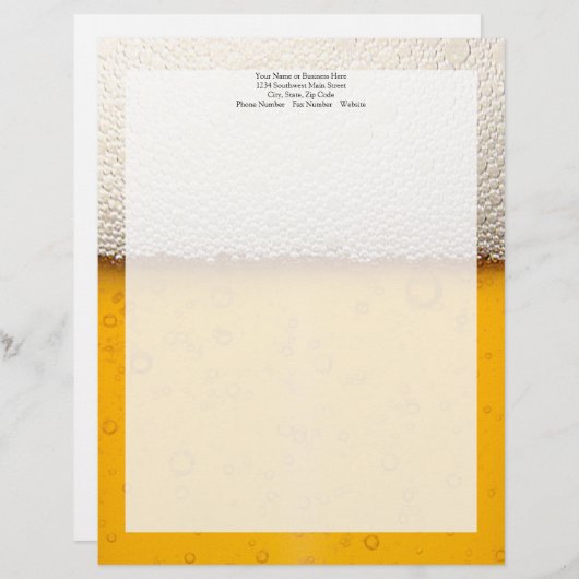 Beer Bubbles Close-up Briefhoofd Ontwerp (Voorkant / Achterkant)