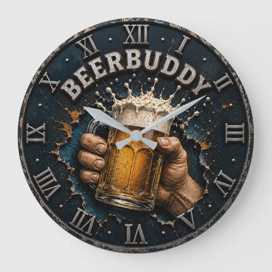 Beer Buddy Beer Lover Bar Pub Man Cave Grote Klok (Voorkant)