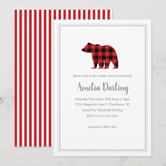 Beer Buffalo Check Baby shower Uitnodiging (Voorkant / Achterkant)