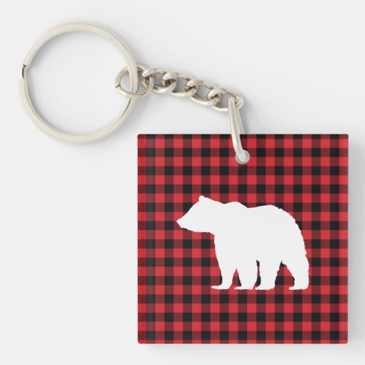Beer Buffalo Check Patroon Acrylische Sleutelhange Sleutelhanger (voorkant)