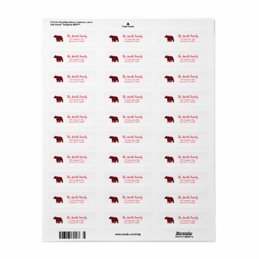 Beer Buffalo Check Pattern Adres Etiket (Full Sheet)