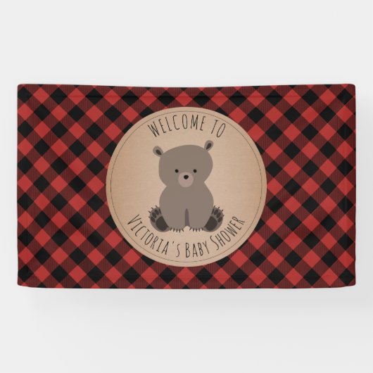 Beer Buffalo Plaid Baby shower Welkom Spandoek (Horizontaal)