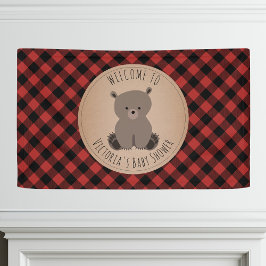 Beer Buffalo Plaid Baby shower Welkom Spandoek
