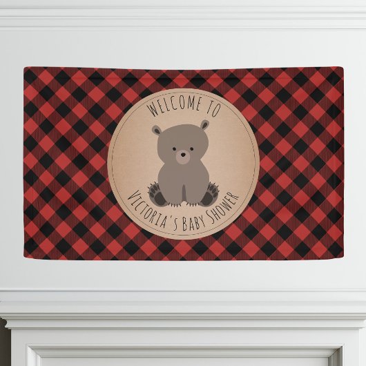 Beer Buffalo Plaid Baby shower Welkom Spandoek