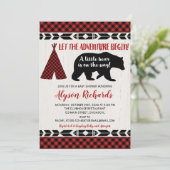 Beer Buffalo Plaid Lumberjack Boy baby shower Kaart (Staand voorkant)