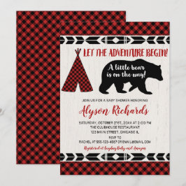 Beer Buffalo Plaid Lumberjack Boy baby shower Kaart