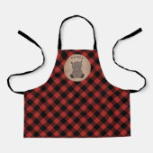 Beer Buffel Plaid Patroon Rood en Zwart Kinder Schort (Voorkant)