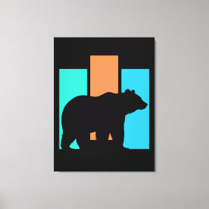 Beer Buitenshuis Natuur Silhouet Canvas Afdruk