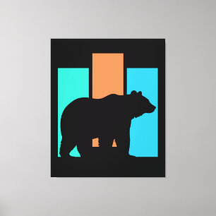 Beer Buitenshuis Natuur Silhouet Canvas Afdruk