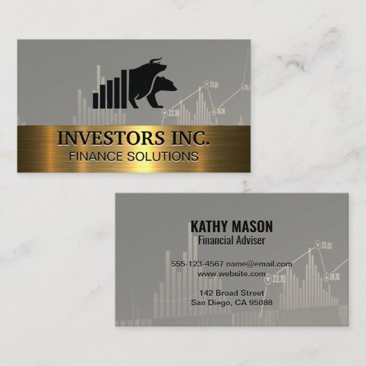 Beer Bull Logo | Voorraad Grafiek | Goud metaal Visitekaartje (Voorkant / Achterkant)