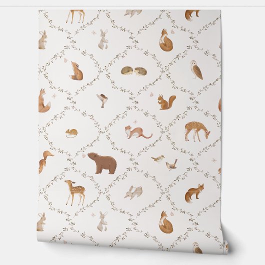 Beer Bunny Konijn Vos Bosdieren Bos Kinderen Behang (Afrollen)