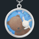 Beer & Bunny Love Jubileum Ketting Woodland<br><div class="desc">Lieve en mooie beer en bunny ketting.  Geweldig geschenk voor je liefje.  Origineel schilderen van mijn MiKa Art.</div>
