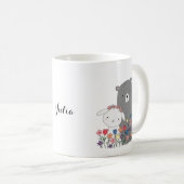 Beer & Bunny met Flowers Cute Custom Name Koffiemok (Voorkant rechts)