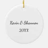 Beer & Bunny Paar Kerst samen Aangepaste Naam Keramisch Ornament (Achterkant)