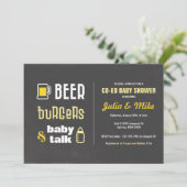 Beer Burgers & Baby Talk, Baby shower Uitnodiging (Staand voorkant)
