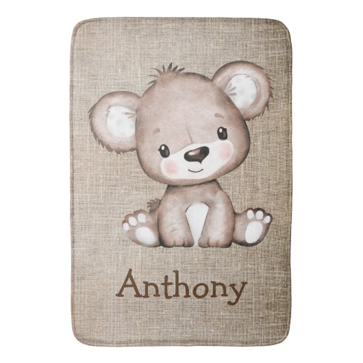 Beer Burlap Rustic Name Waterverf Badmat (Voorkant Verticaal)