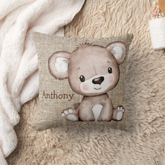 Beer Burlap Rustic Name Waterverf Kussen (Deken)